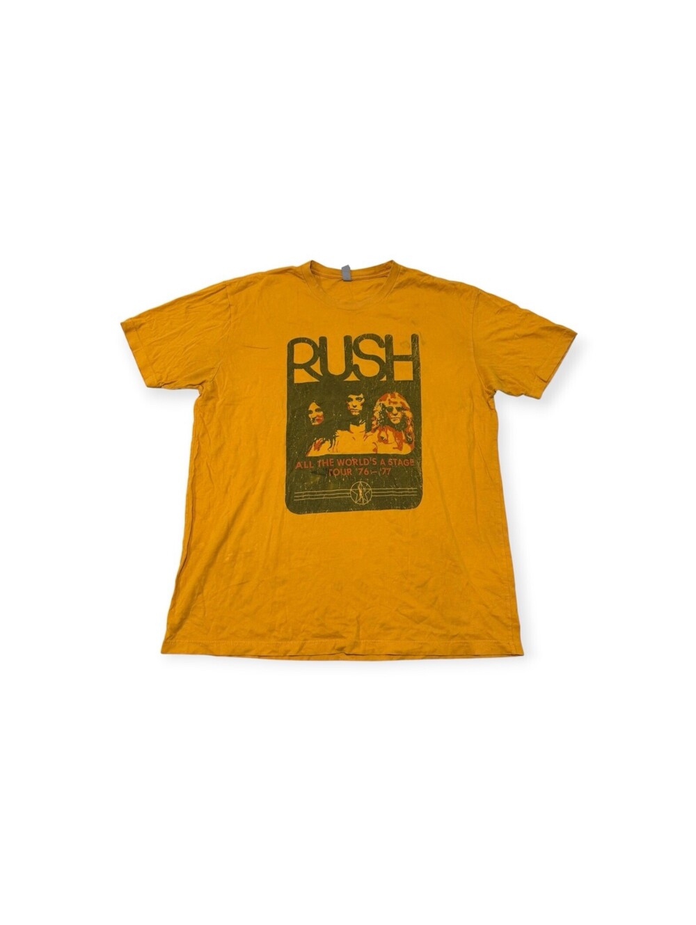 Rush All The Worlds A Stage Tour 76 77 Band Graphic Shirt Size XL Men’s